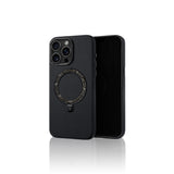 Apple iPhone 15 Pro Kılıf M-safe Şarj Özellikli Standlı Suni Deri Tasarımlı Pynana Dancing Circle Serisi Kapak
