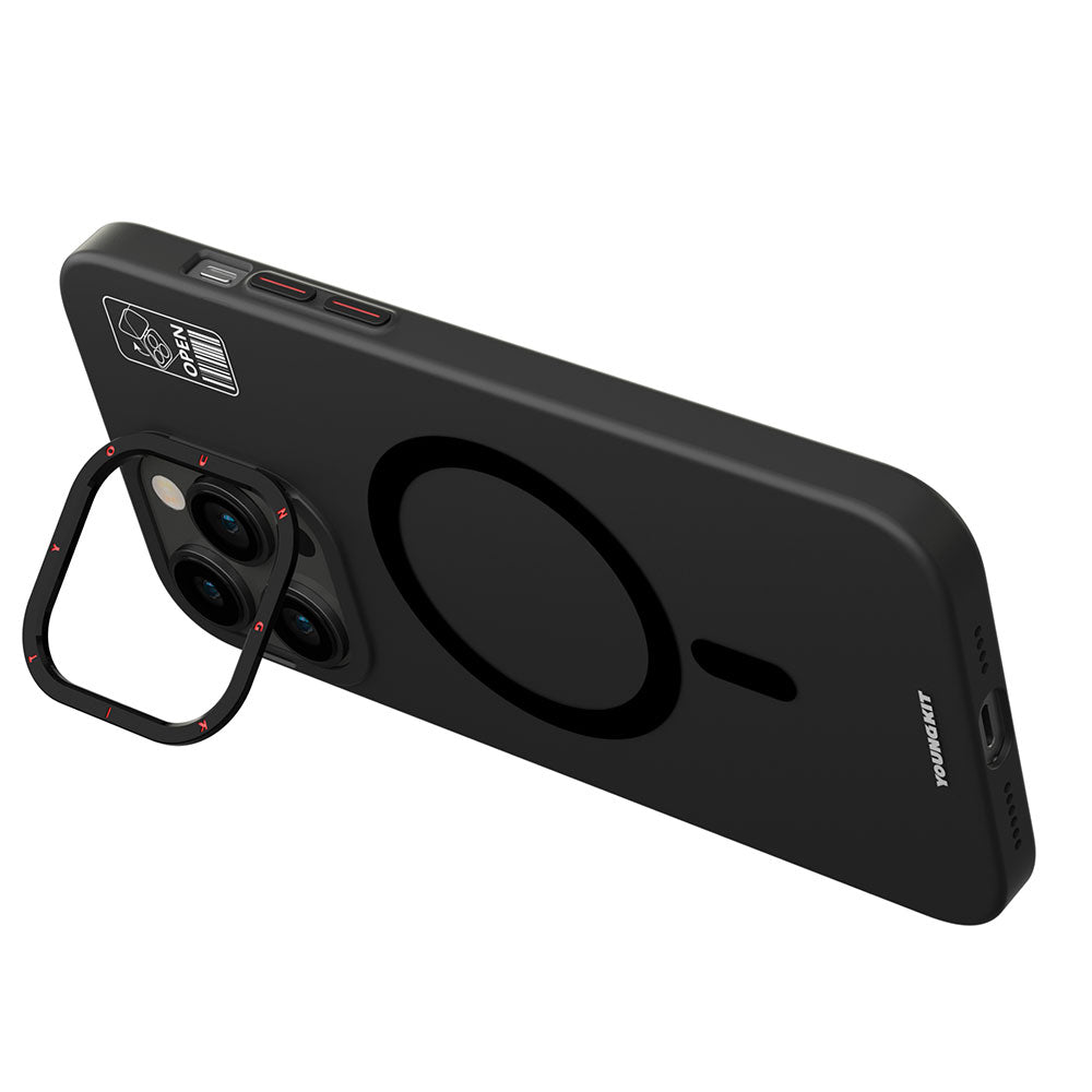 Apple iPhone 15 Pro Kılıf M-safe Şarj Özellikli Standlı YoungKit Hermit Bracket Serisi Kapak