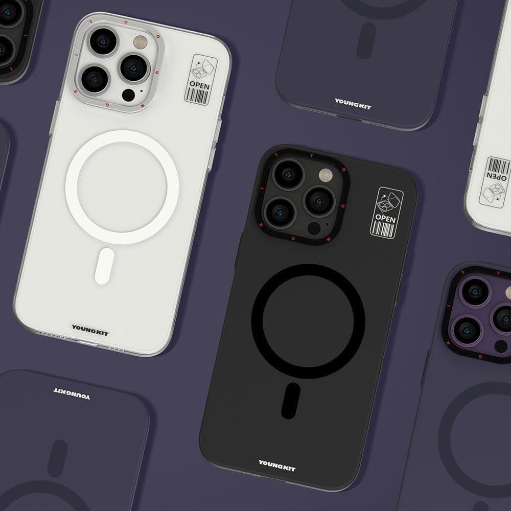 Apple iPhone 15 Pro Kılıf M-safe Şarj Özellikli Standlı YoungKit Hermit Bracket Serisi Kapak