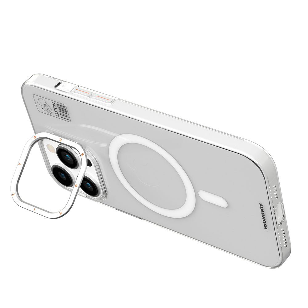 Apple iPhone 15 Pro Kılıf M-safe Şarj Özellikli Standlı YoungKit Hermit Bracket Serisi Kapak
