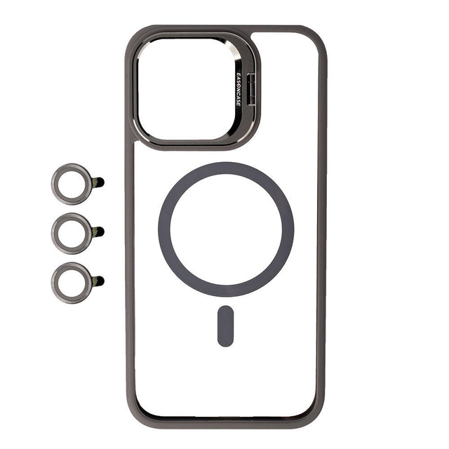 Apple iPhone 15 Pro Kılıf M-safe Şarj Özellikli Standlı Zore M-safe Klon Lensli Kapak