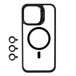 Apple iPhone 15 Pro Kılıf M-safe Şarj Özellikli Standlı Zore M-safe Klon Lensli Kapak