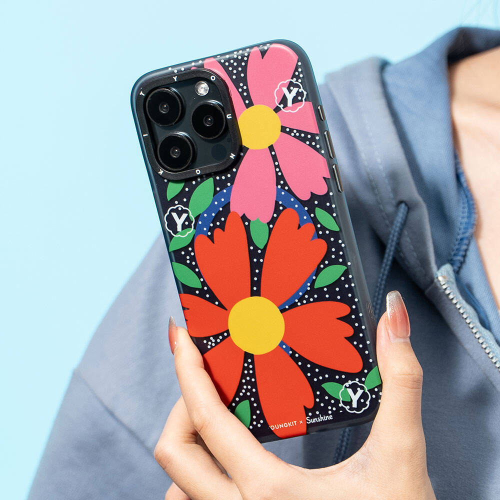 Apple iPhone 15 Pro Kılıf M-safe Şarj Özellikli Sunshine Tasarımlı Youngkit Colorful Serisi Kapak