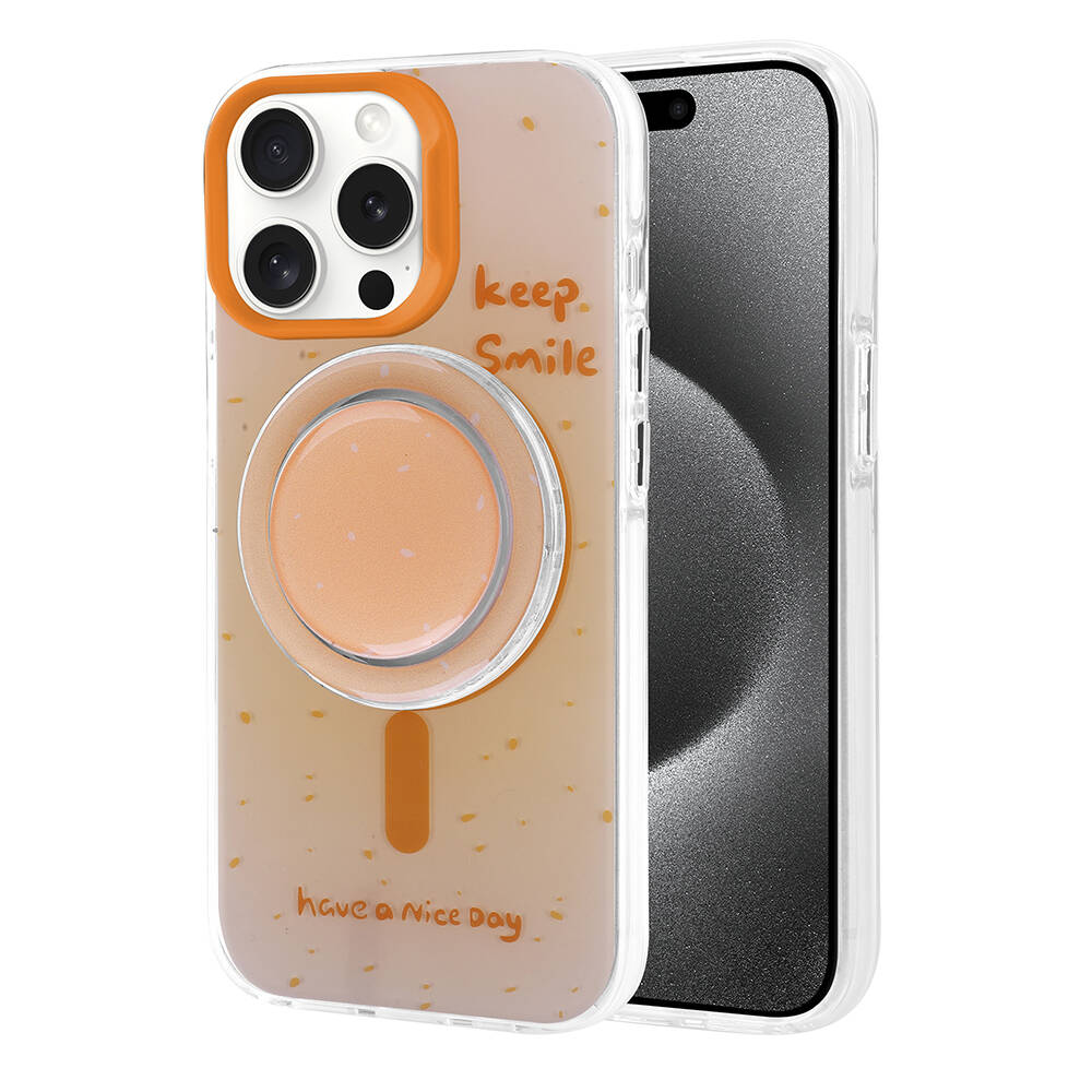 Apple iPhone 15 Pro Kılıf M-safe Şarj Özellikli Tak-Çıkar Pop Soketli Zore Tiktok Kapak