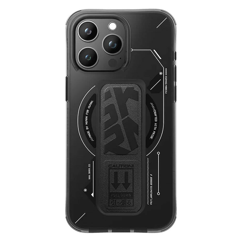 Apple iPhone 15 Pro Kılıf M-safe Şarj Özellikli Teknoloji Desenli Standlı Skinarma Helio Kapak
