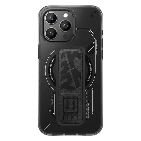 Apple iPhone 15 Pro Kılıf M-safe Şarj Özellikli Teknoloji Desenli Standlı Skinarma Helio Kapak