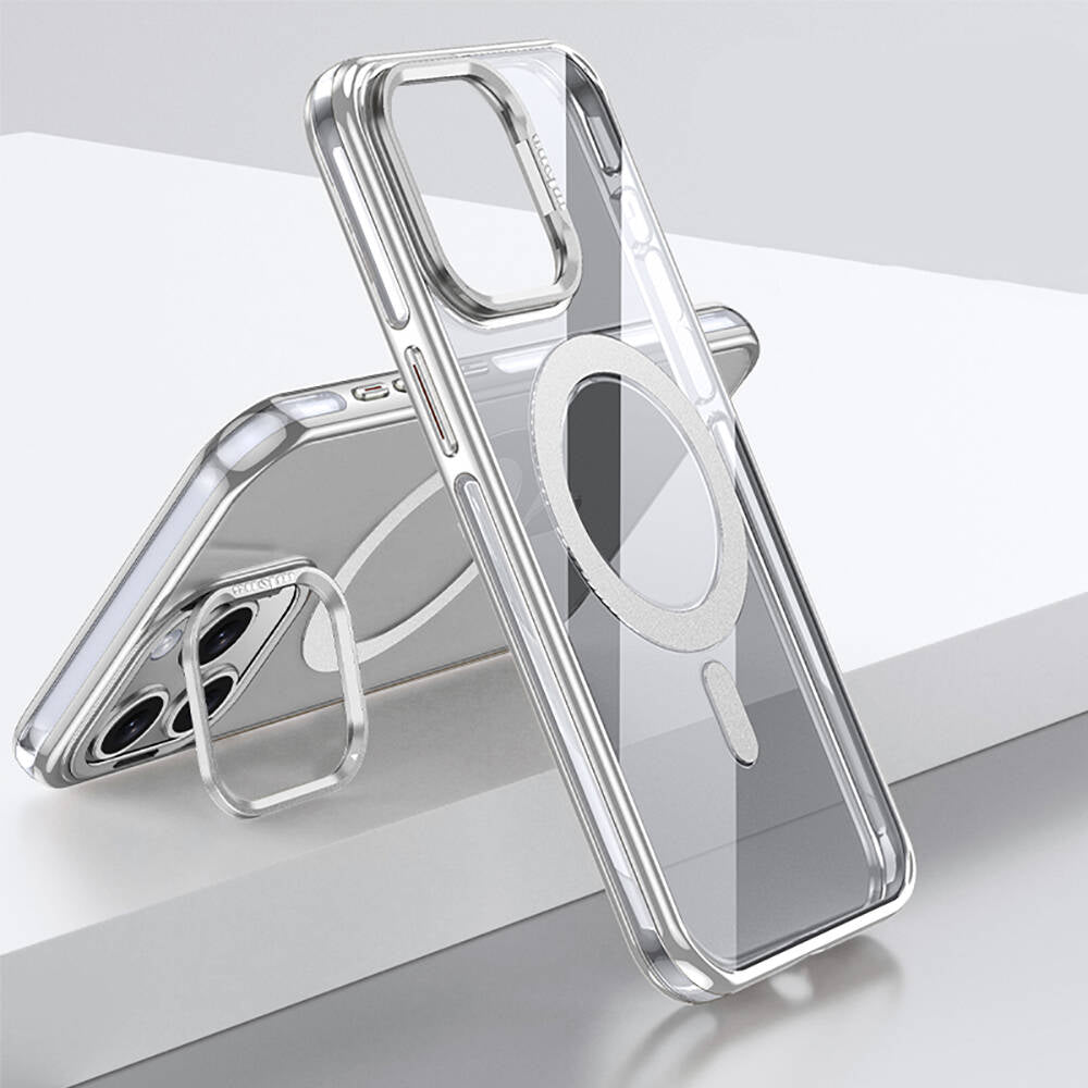 Apple iPhone 15 Pro Kılıf M-safe Şarj Özellikli Wlons Standlı Efsane Kapak