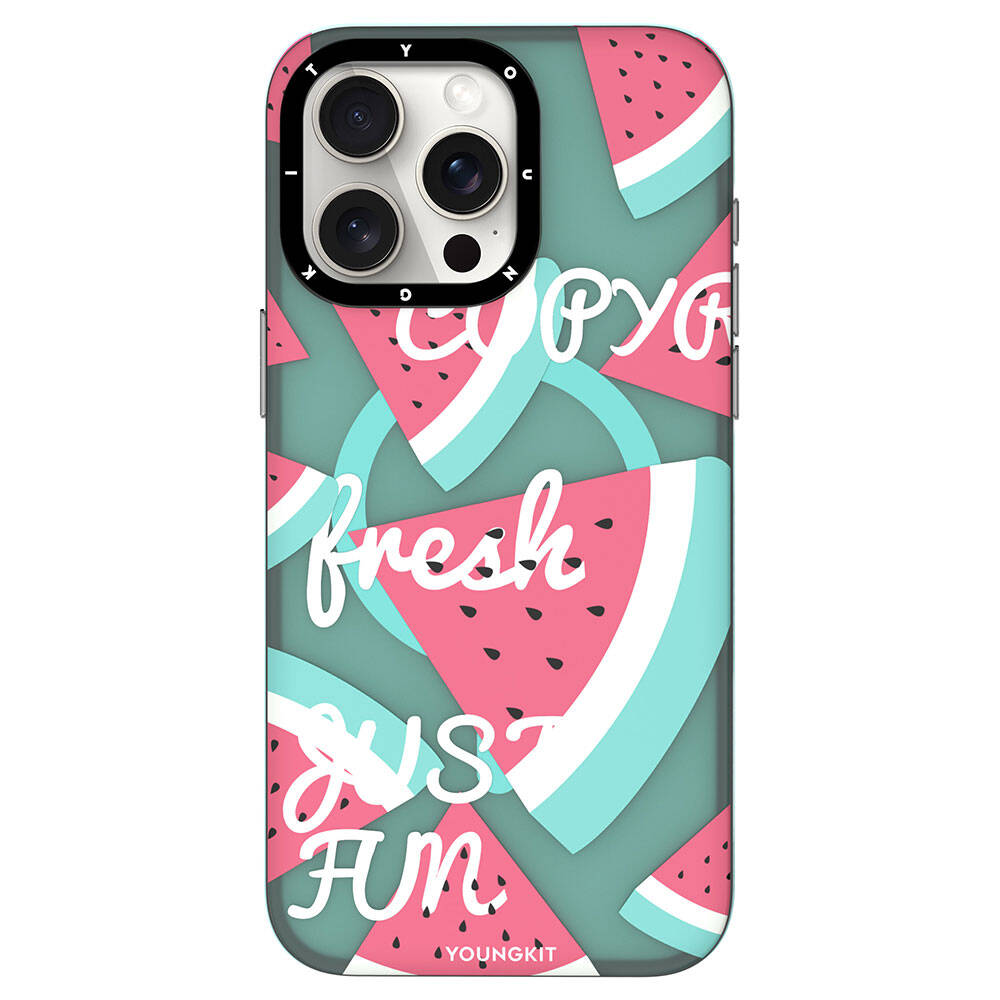 Apple iPhone 15 Pro Kılıf M-safe Şarj Özellikli Yaz Meyvesi Desenli Youngkit Fruity Flavour Serisi Kapak