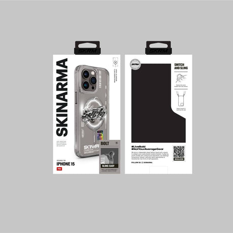 Apple iPhone 15 Pro Kılıf M-safe Şarj Özellikli Yazı Desenli SkinArma Bolt Kapak