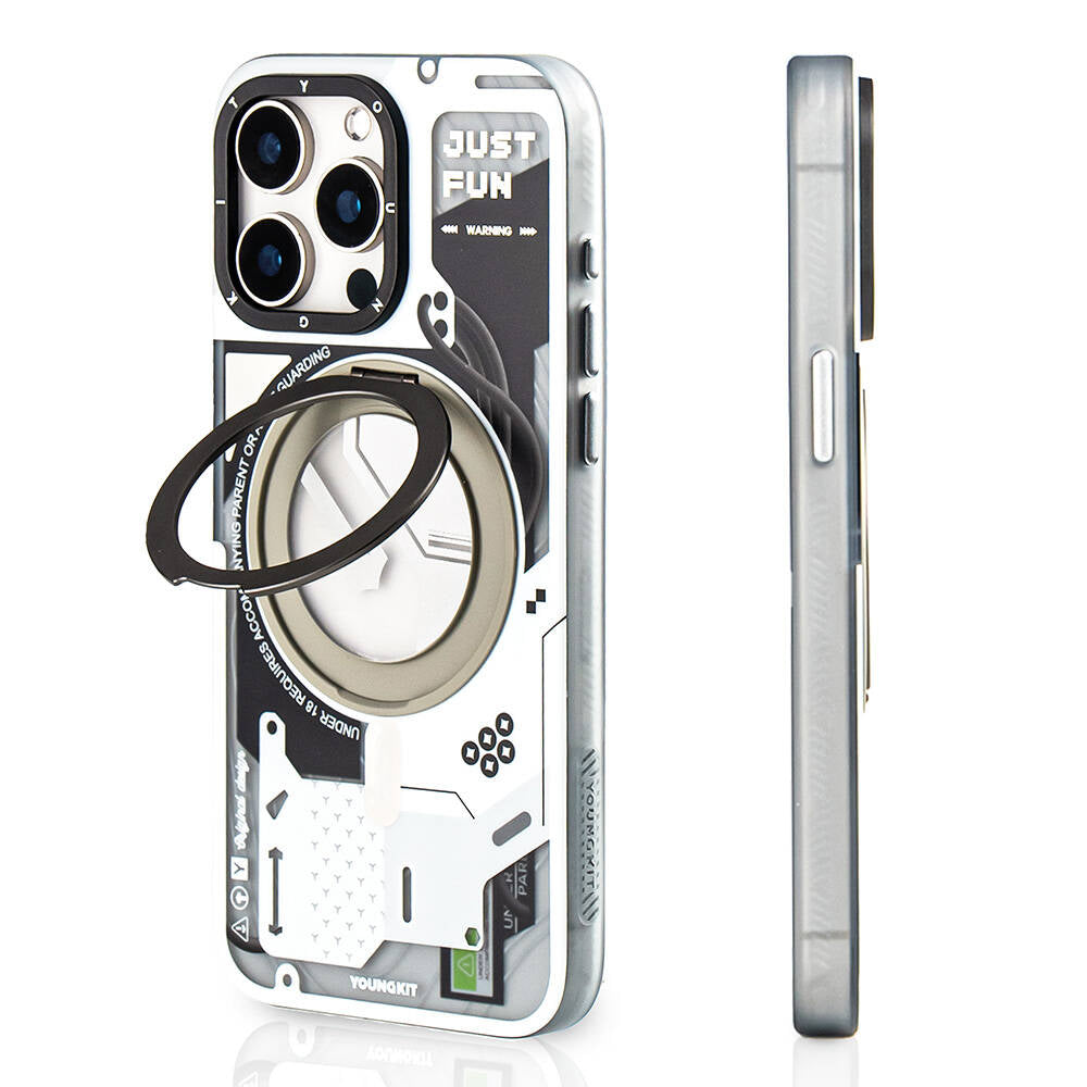 Apple iPhone 15 Pro Kılıf M-safe Şarj Özellikli Youngkit 360° Standlı Starship Serisi Kapak
