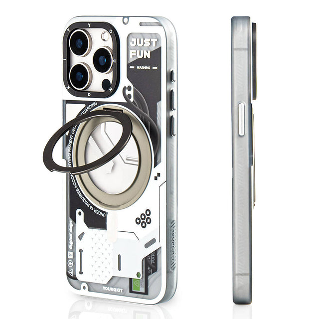 Apple iPhone 15 Pro Kılıf M-safe Şarj Özellikli Youngkit 360° Standlı Starship Serisi Kapak