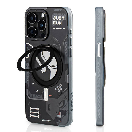 Apple iPhone 15 Pro Kılıf M-safe Şarj Özellikli Youngkit 360° Standlı Starship Serisi Kapak
