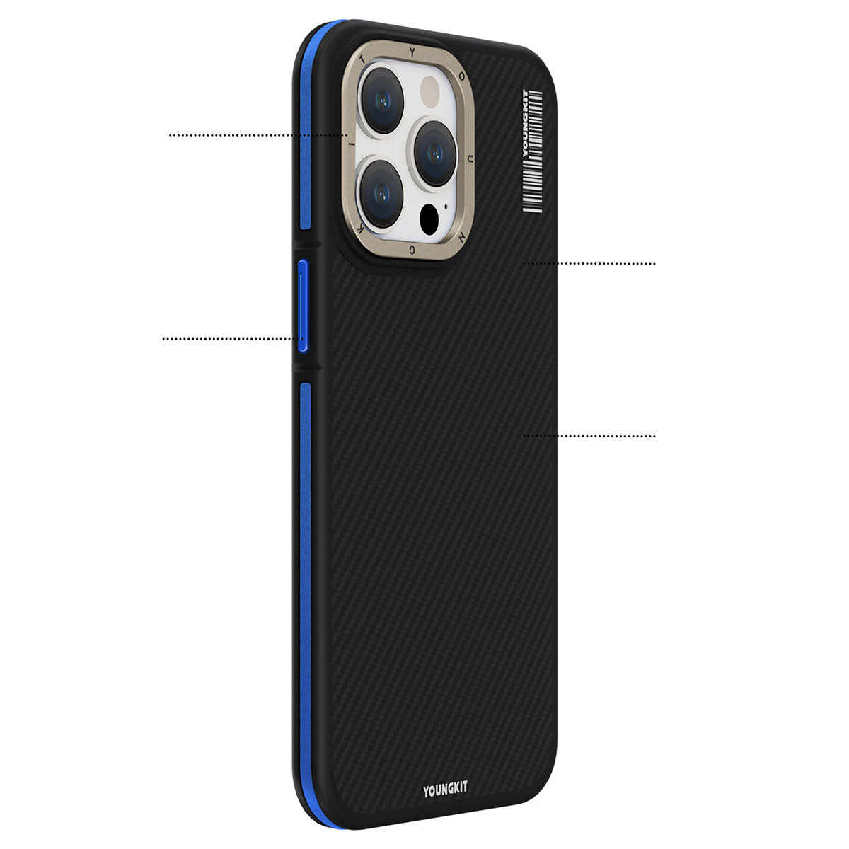 Apple iPhone 15 Pro Kılıf M-safe Şarj Özellikli YoungKit 600D Kevlar Kapak