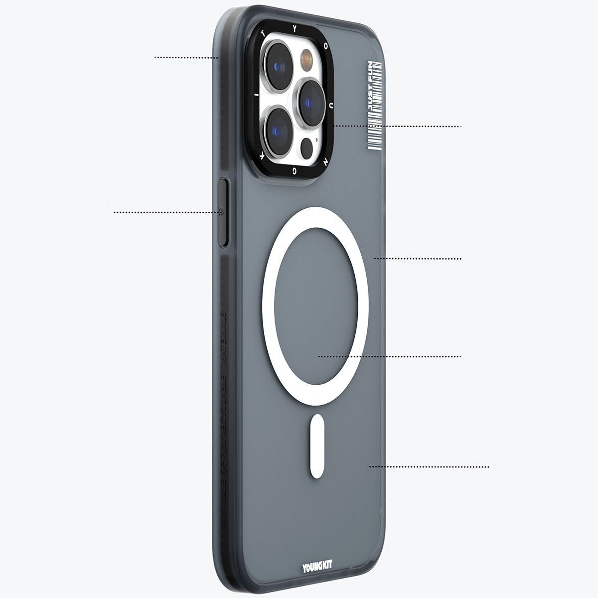 Apple iPhone 15 Pro Kılıf M-safe Şarj Özellikli Youngkit Colored Sand Serisi Kapak