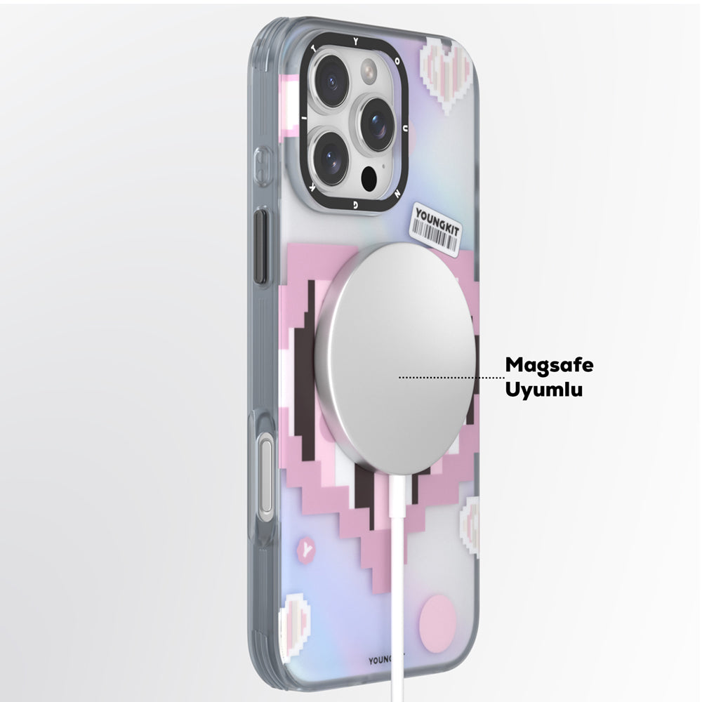 Apple iPhone 15 Pro Kılıf M-safe Şarj Özellikli Youngkit Love Serisi Kapak