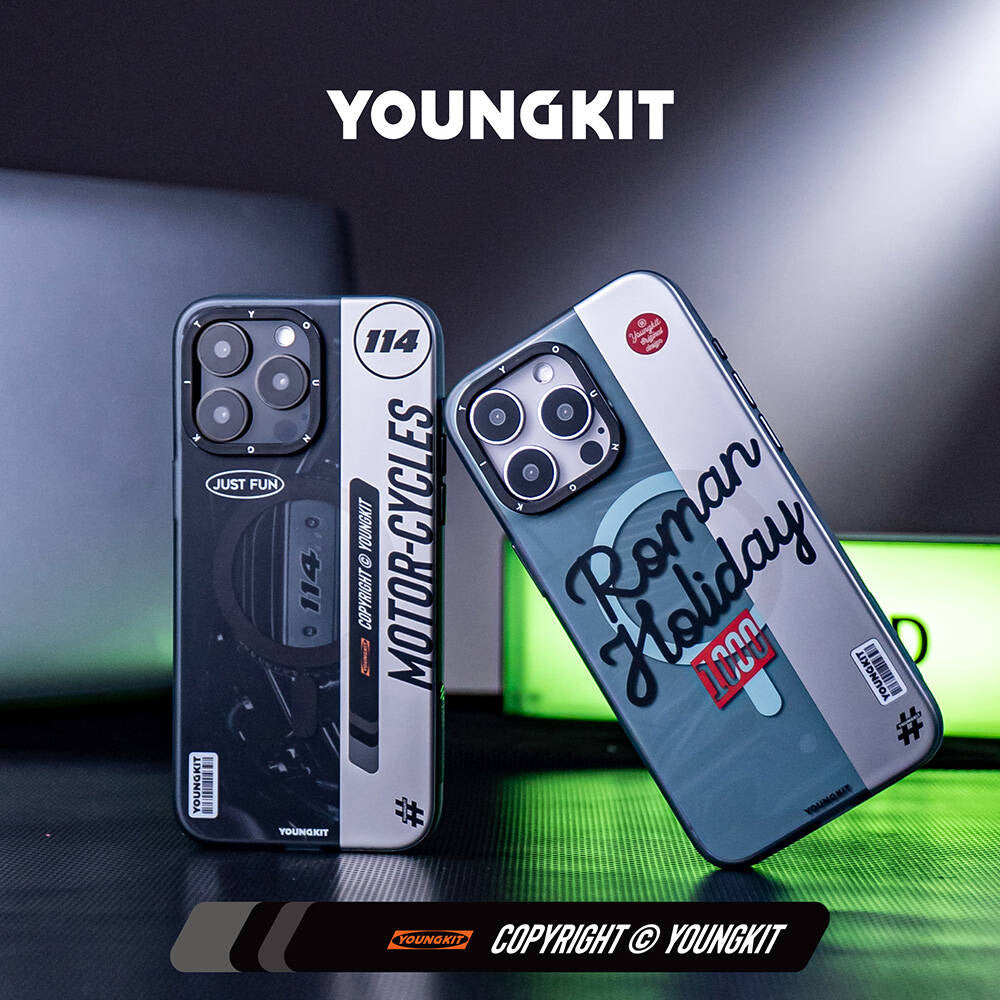Apple iPhone 15 Pro Kılıf M-safe Şarj Özellikli Youngkit Motorcycle Legend Serisi Kapak