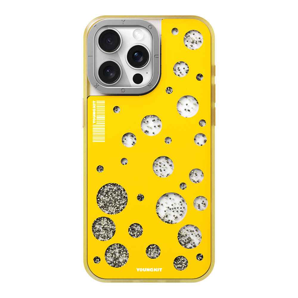 Apple iPhone 15 Pro Kılıf M-safe Şarj Özellikli Youngkit Quicksand Beads Serisi Kapak