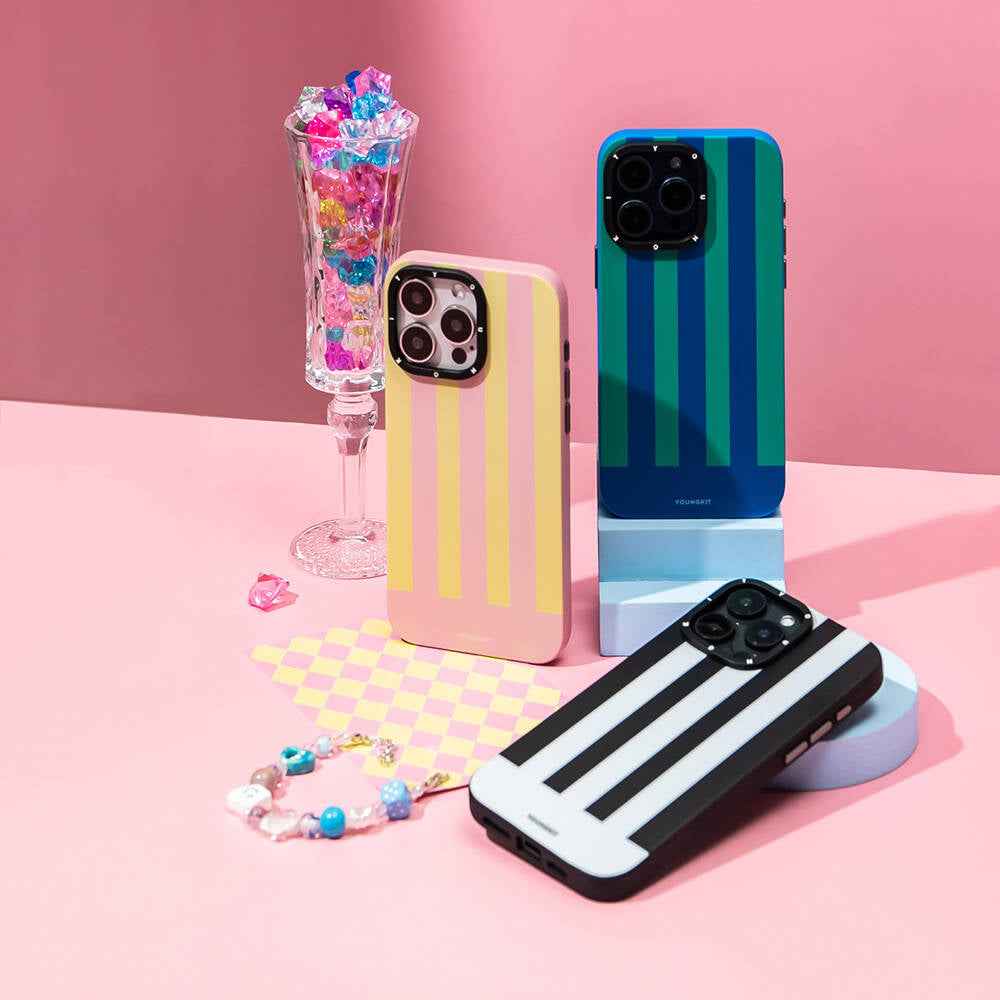 Apple iPhone 15 Pro Kılıf M-safe Şarj Özellikli Youngkit Striped Piano Keys Serisi Kapak