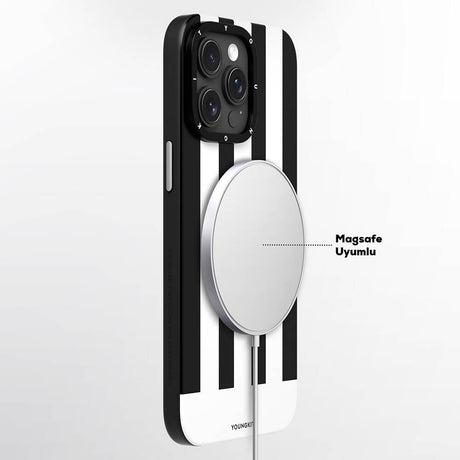 Apple iPhone 15 Pro Kılıf M-safe Şarj Özellikli Youngkit Striped Piano Keys Serisi Kapak