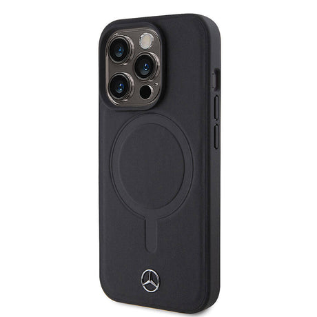 Apple iPhone 15 Pro Kılıf Mercedes Benz M-safe Şarj Özellikli Yumuşak Deri Orjinal Lisanslı Kapak