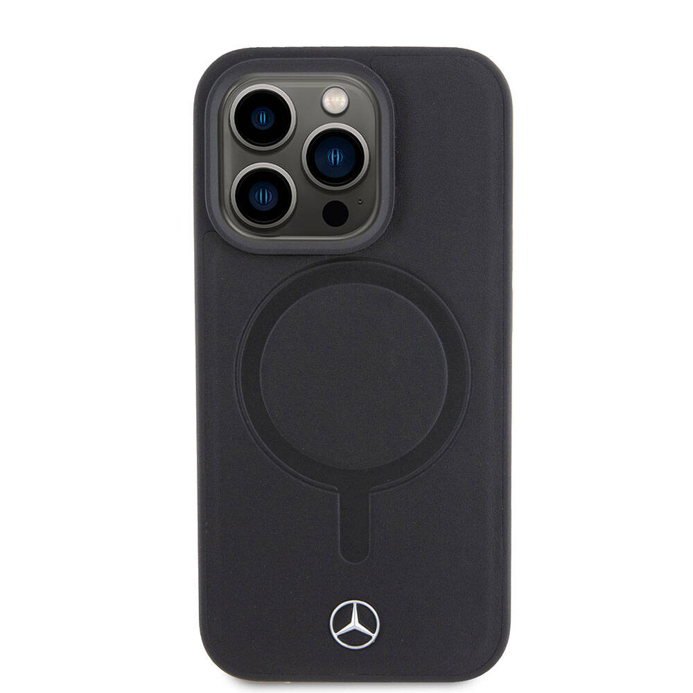 Apple iPhone 15 Pro Kılıf Mercedes Benz M-safe Şarj Özellikli Yumuşak Deri Orjinal Lisanslı Kapak