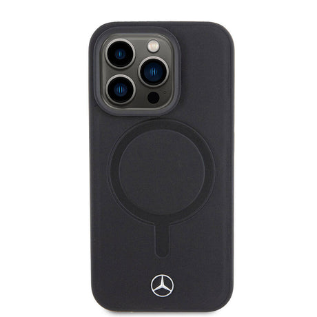 Apple iPhone 15 Pro Kılıf Mercedes Benz M-safe Şarj Özellikli Yumuşak Deri Orjinal Lisanslı Kapak