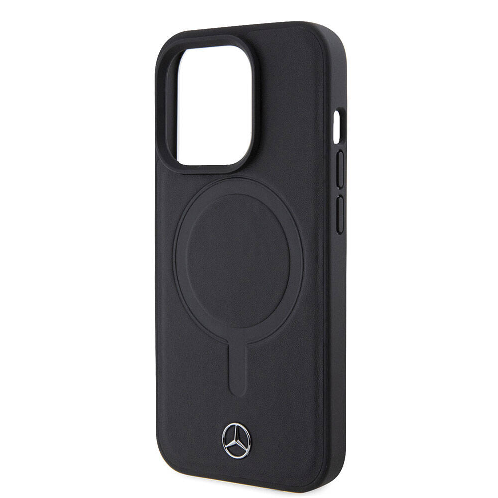Apple iPhone 15 Pro Kılıf Mercedes Benz M-safe Şarj Özellikli Yumuşak Deri Orjinal Lisanslı Kapak