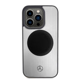 Apple iPhone 15 Pro Kılıf Mercedes Benz Orjinal Lisanslı M-safe Şarj Özellikli Alüminyum Arka Yüzey Metal Yıldız Logolu Kapak