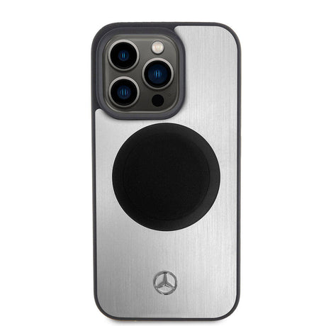 Apple iPhone 15 Pro Kılıf Mercedes Benz Orjinal Lisanslı M-safe Şarj Özellikli Alüminyum Arka Yüzey Metal Yıldız Logolu Kapak