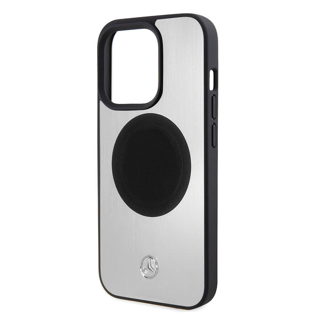 Apple iPhone 15 Pro Kılıf Mercedes Benz Orjinal Lisanslı M-safe Şarj Özellikli Alüminyum Arka Yüzey Metal Yıldız Logolu Kapak