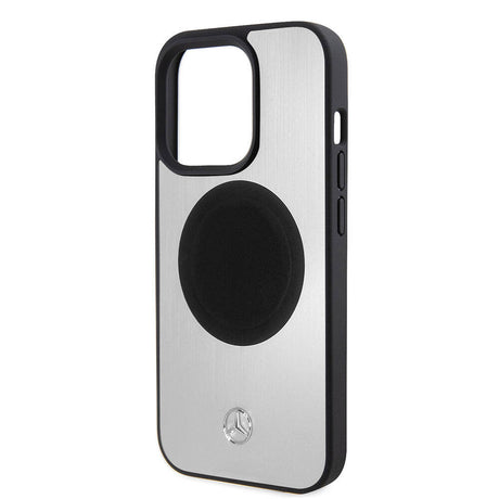 Apple iPhone 15 Pro Kılıf Mercedes Benz Orjinal Lisanslı M-safe Şarj Özellikli Alüminyum Arka Yüzey Metal Yıldız Logolu Kapak