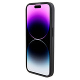 Apple iPhone 15 Pro Kılıf Mercedes Benz Orjinal Lisanslı M-safe Şarj Özellikli Baskı Logolu Paralel Çizgi Desenli Deri Kapak