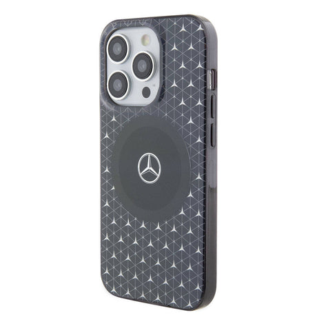 Apple iPhone 15 Pro Kılıf Mercedes Benz Orjinal Lisanslı M-safe Şarj Özellikli Çift Katmanlı Mini Yıldız Desenli Kapak