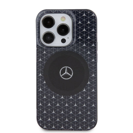 Apple iPhone 15 Pro Kılıf Mercedes Benz Orjinal Lisanslı M-safe Şarj Özellikli Çift Katmanlı Mini Yıldız Desenli Kapak