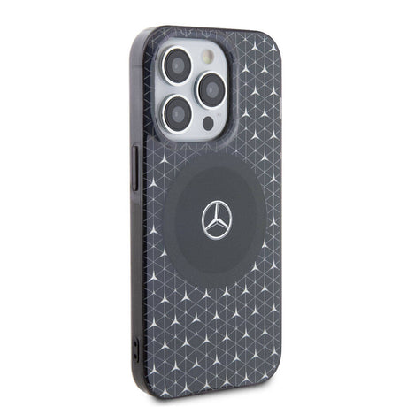 Apple iPhone 15 Pro Kılıf Mercedes Benz Orjinal Lisanslı M-safe Şarj Özellikli Çift Katmanlı Mini Yıldız Desenli Kapak
