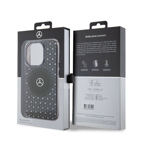 Apple iPhone 15 Pro Kılıf Mercedes Benz Orjinal Lisanslı M-safe Şarj Özellikli Çift Katmanlı Mini Yıldız Desenli Kapak