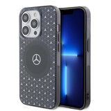 Apple iPhone 15 Pro Kılıf Mercedes Benz Orjinal Lisanslı M-safe Şarj Özellikli Çift Katmanlı Mini Yıldız Desenli Kapak