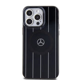 Apple iPhone 15 Pro Kılıf Mercedes Benz Orjinal Lisanslı M-safe Şarj Özellikli Çift Katmanlı Paralel Çizgi Desenli Kapak