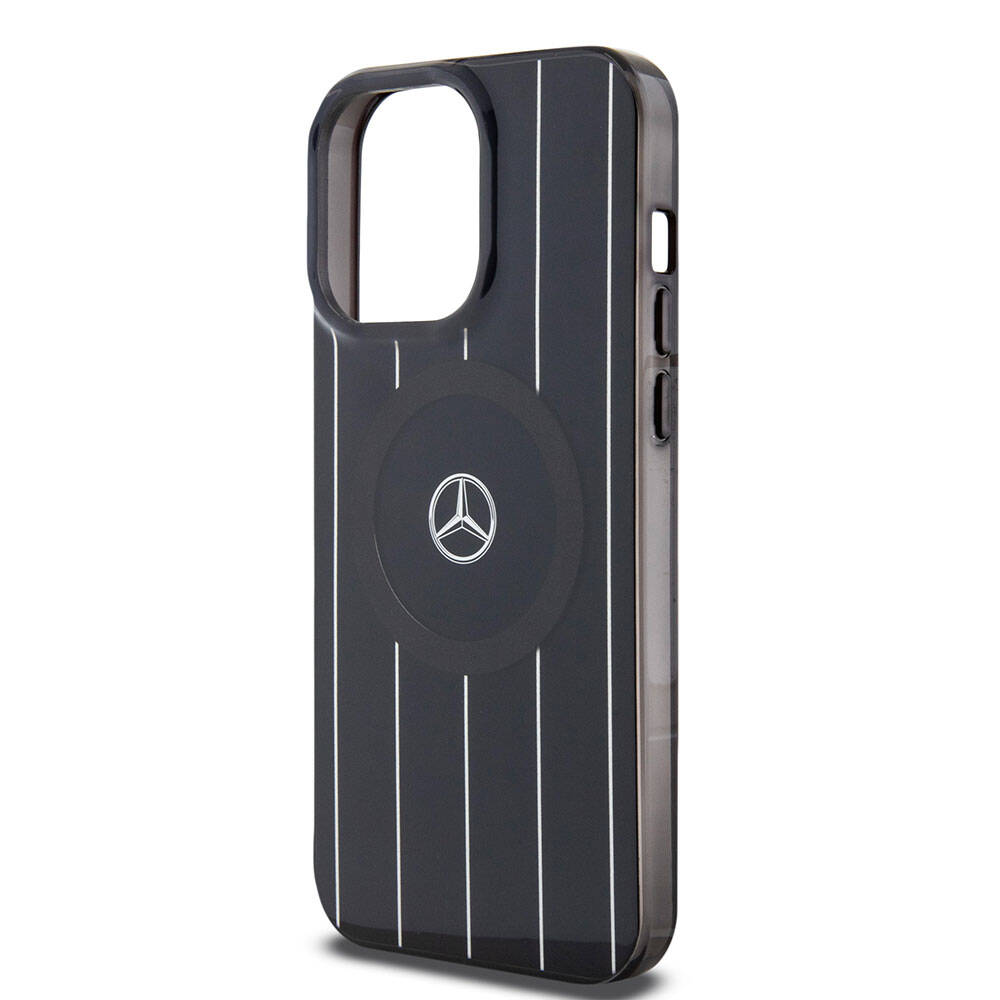 Apple iPhone 15 Pro Kılıf Mercedes Benz Orjinal Lisanslı M-safe Şarj Özellikli Çift Katmanlı Paralel Çizgi Desenli Kapak