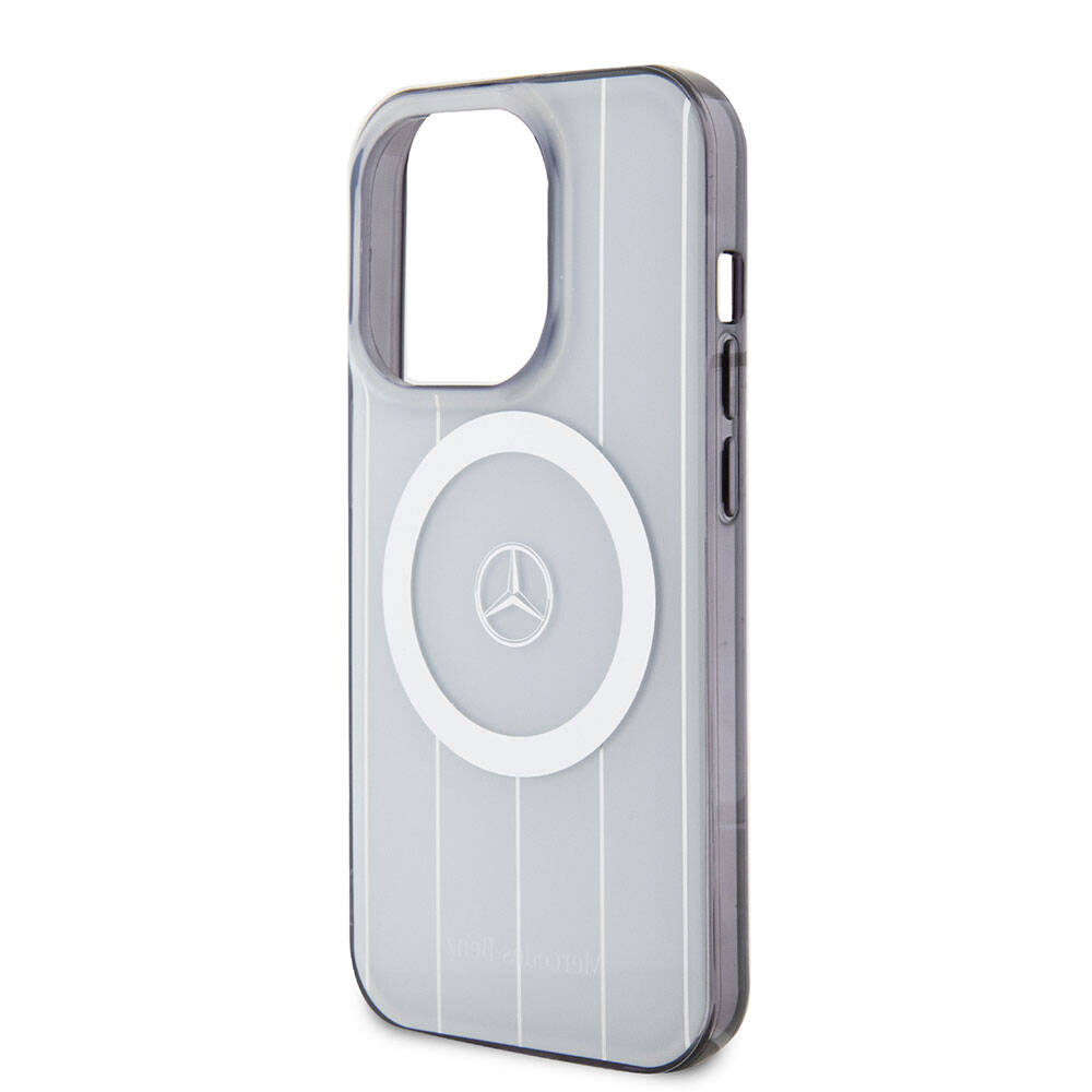 Apple iPhone 15 Pro Kılıf Mercedes Benz Orjinal Lisanslı M-safe Şarj Özellikli Çift Katmanlı Paralel Çizgi Desenli Kapak