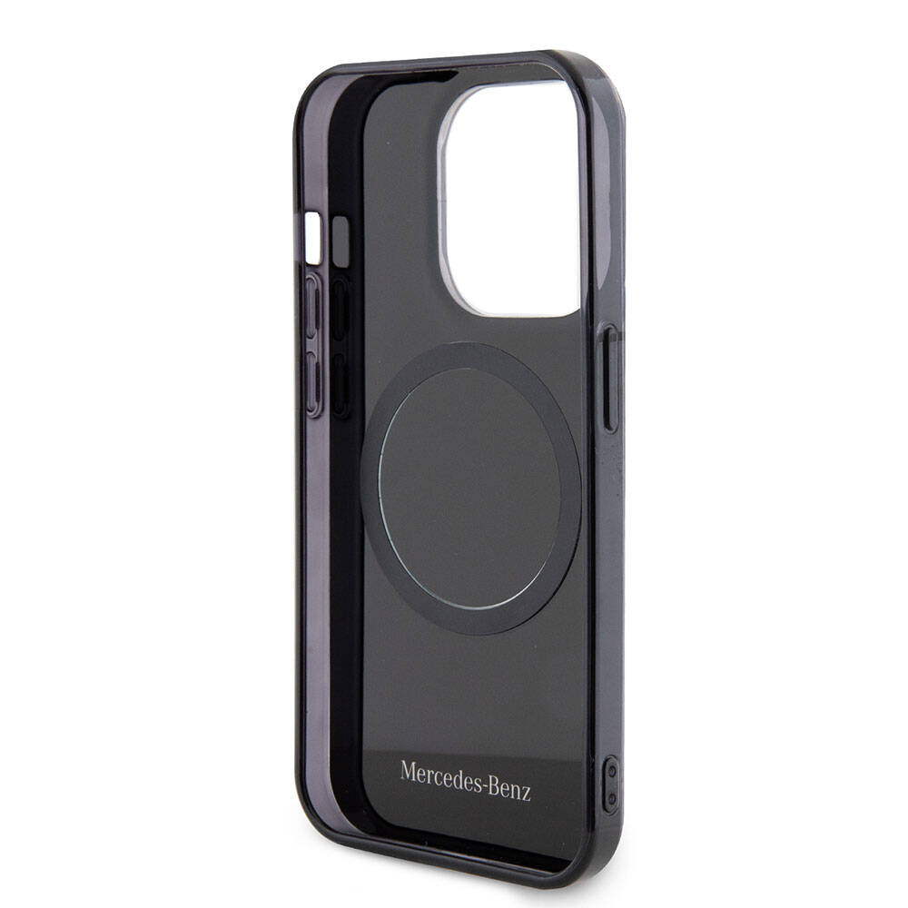 Apple iPhone 15 Pro Kılıf Mercedes Benz Orjinal Lisanslı M-safe Şarj Özellikli Çift Katmanlı Paralel Çizgi Desenli Kapak