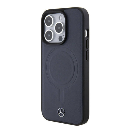 Apple iPhone 15 Pro Kılıf Mercedes Benz Orjinal Lisanslı M-safe Şarj Özellikli Metal Yıldız Logolu Pürüzsüz Deri Kapak