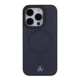 Apple iPhone 15 Pro Kılıf Mercedes Benz Orjinal Lisanslı M-safe Şarj Özellikli Metal Yıldız Logolu Pürüzsüz Deri Kapak