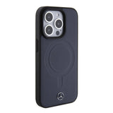 Apple iPhone 15 Pro Kılıf Mercedes Benz Orjinal Lisanslı M-safe Şarj Özellikli Metal Yıldız Logolu Pürüzsüz Deri Kapak