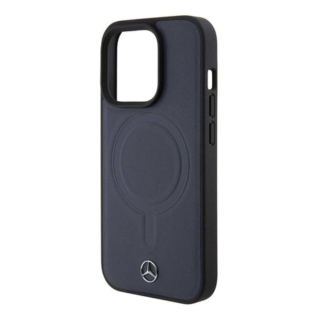 Apple iPhone 15 Pro Kılıf Mercedes Benz Orjinal Lisanslı M-safe Şarj Özellikli Metal Yıldız Logolu Pürüzsüz Deri Kapak