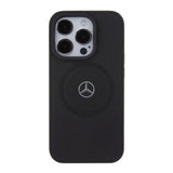 Apple iPhone 15 Pro Kılıf Mercedes Benz Orjinal Lisanslı M-safe Şarj Özellikli Pike Desenli Baskı Logolu Deri Kapak
