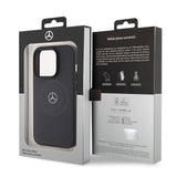 Apple iPhone 15 Pro Kılıf Mercedes Benz Orjinal Lisanslı M-safe Şarj Özellikli Pike Desenli Baskı Logolu Deri Kapak