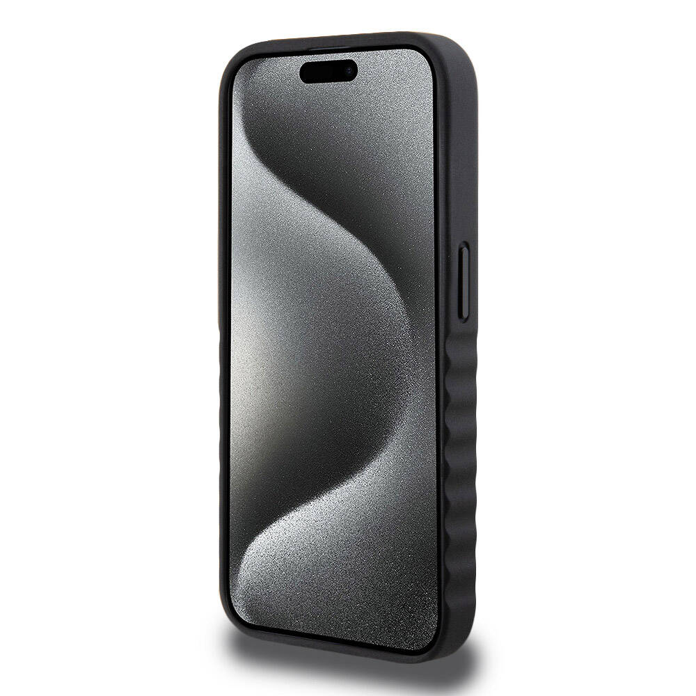 Apple iPhone 15 Pro Kılıf Mercedes Benz Orjinal Lisanslı Tırtıklı Kenar Tasarımlı Metal Yıldız Logolu Pürüzsüz Hakiki Deri Kapak