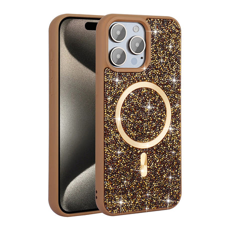 Apple iPhone 15 Pro Kılıf Pırlanta Tasarımlı M-safe Şarj Özellikli Zore Mozaik Silikon Kapak