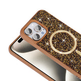 Apple iPhone 15 Pro Kılıf Pırlanta Tasarımlı M-safe Şarj Özellikli Zore Mozaik Silikon Kapak